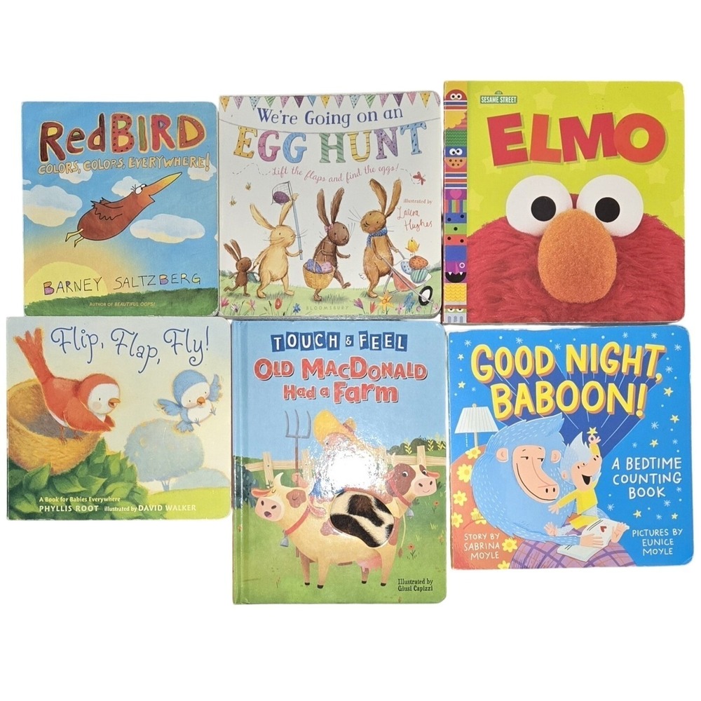 Set Of 6 Toddler Board Books Elmo Old MacDonald‎ RedBird Baboon Farm